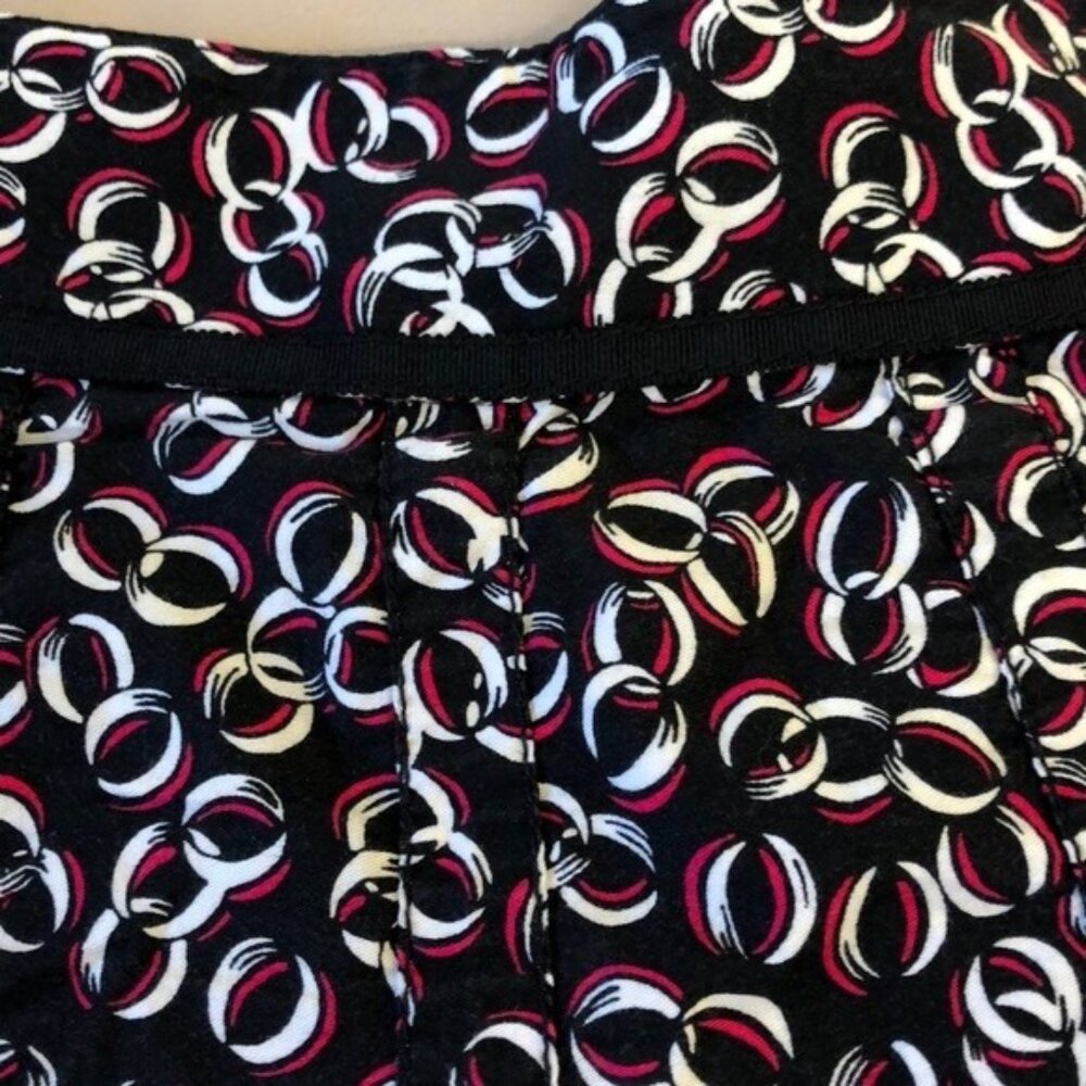 Loft Short Black Skirt Red Circle Pattern Size 10 - Picture 5 of 5
